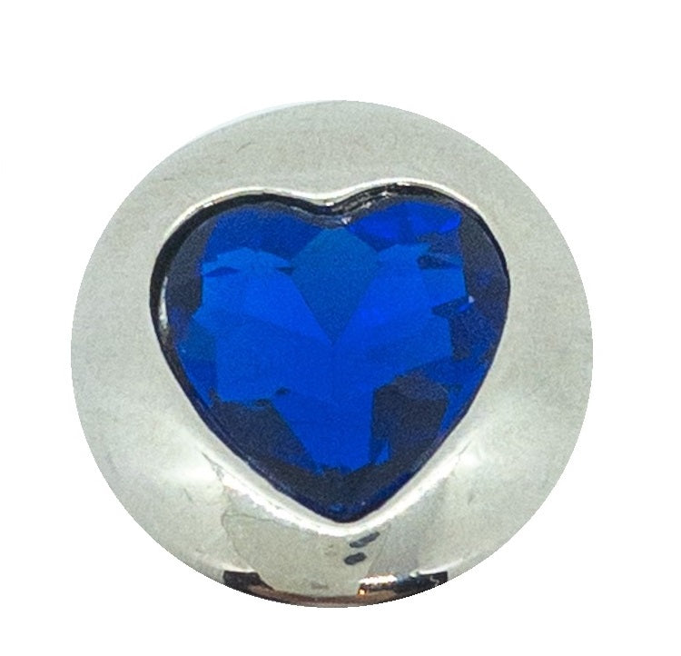 Heart - Silver with Blue Crystal